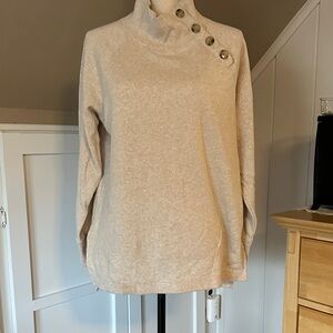 J. Crew Cream Turtleneck Sweater with Button Detail